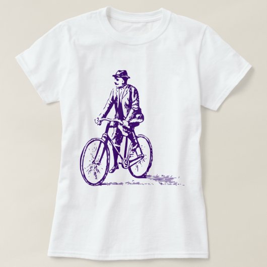 自転車に乗った男 – 深い紫 Tシャツ (デザイン正面)