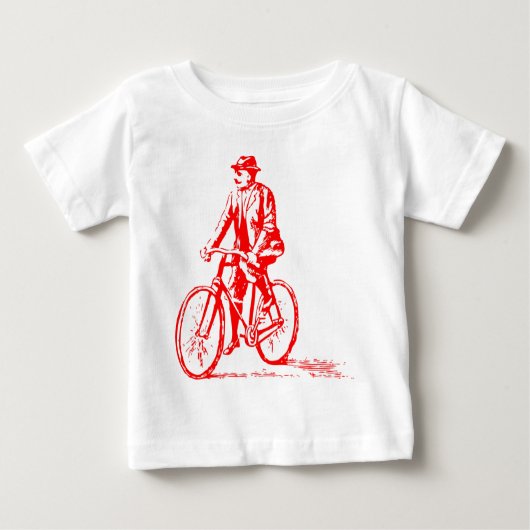 自転車に乗った男 – 赤 ベビーTシャツ (正面)