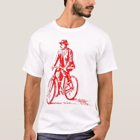 自転車に乗った男 – 赤 Tシャツ (正面)
