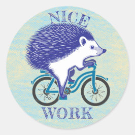自転車に乗った紫色のハリネズミやる気を起こさせる ラウンドシール