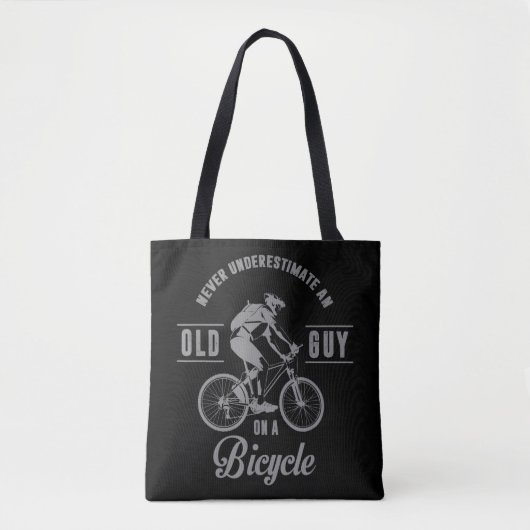 自転車に乗った老人を決して甘く見ない トートバッグ (正面)