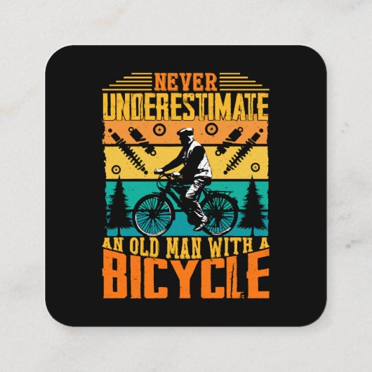 自転車に乗った老人を決して過小評価しない スクエア名刺 (裏面)