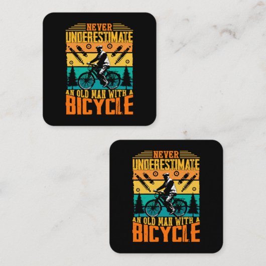自転車に乗った老人を決して過小評価しない スクエア名刺 (正面/裏面)