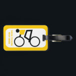 自転車に乗った自転車カスタム乗り ラゲッジタグ<br><div class="desc">自転車のラゲッジタグに乗カスタムったサイクリストは、黄色のトップを着た黒いサイクリングのシルエットのミニマルなアイコンと黄色の白い背景にあなたのテキストを縁ど特徴。..</div>