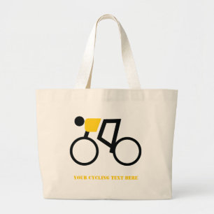 自転車に乗った自転車カスタム乗り ラージトートバッグ