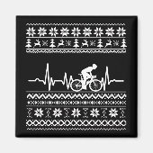 自転車に乗った醜いクリスマスセーター マグネット (正面)