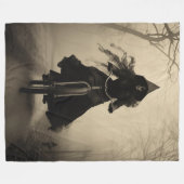 自転車に乗った魔女 フリースブランケット (正面(横))