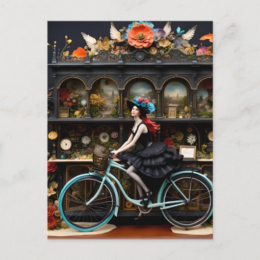 自転車に乗った魔女 ポストカード (正面)