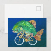 自転車に乗った鯉 ポストカード (正面/裏面)