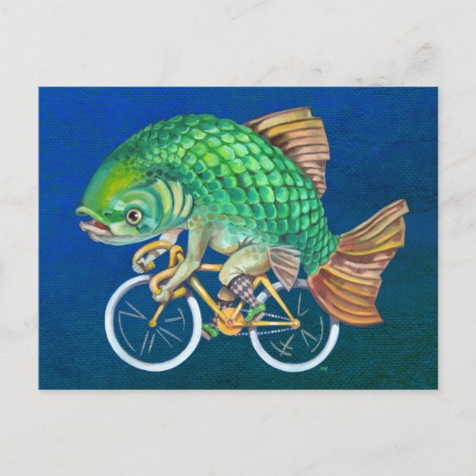 自転車に乗った鯉 ポストカード (正面)