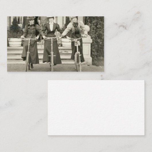 自転車に乗った3人の女性、1900年代初期 名刺 (正面/裏面)