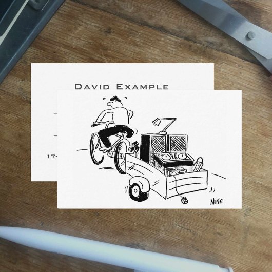 自転車に乗ったDJの可愛いキャラクター モバイルディスコ 名刺