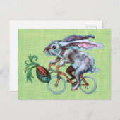 自転車に乗っているウサギ ポストカード (正面/裏面)