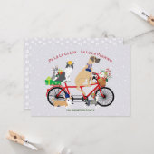 自転車に乗っている犬はバスケットのクリスマスを示します カード (正面/裏面インサイチュ)