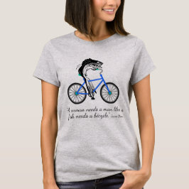 自転車に乗っている男女同権主義の魚(引用文と) Tシャツ