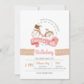 自転車に乗ってお越しください バイクの誕生日招待状 | ピンク 招待状 (正面)