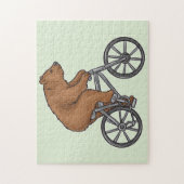 自転車に乗ってかわいい茶色のクマ ジグソーパズル (縦)