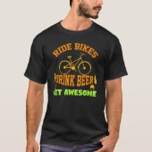 自転車に乗ってビールを飲む Tシャツ (正面)