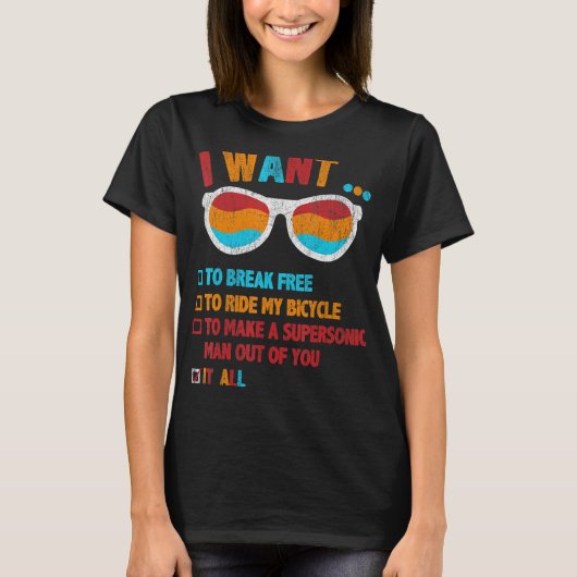 自転車に乗って自由に乗りたい Tシャツ (正面)