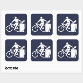 自転車に乗って車をゴミ箱に入れる スクエアシール (シート)