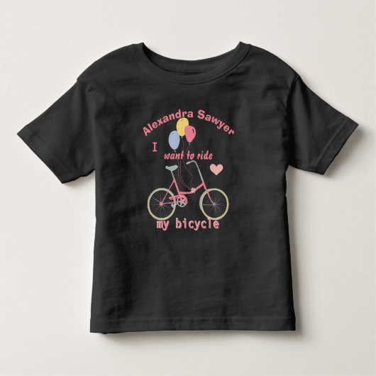 自転車に乗りたい ヴィンテージ バイク バルーン トドラーTシャツ (正面)