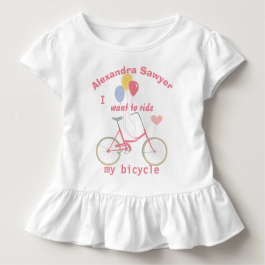 自転車に乗りたい ヴィンテージ バイク 風船 トドラーTシャツ (正面)