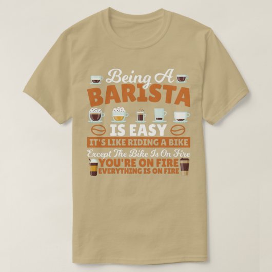 自転車に乗るようなバリスタ Tシャツ (デザイン正面)
