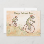 自転車に乗るカエルパパの日はがき ポストカード (正面/裏面)