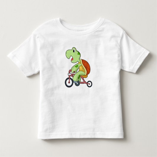 自転車に乗るカメ トドラーTシャツ (正面)