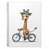 自転車に乗るキリン - 手描きの鉛筆アート ノートブック (正面)