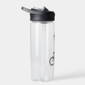 自転車に乗るキリン – 手書き鉛筆アート ウォーターボトル (右面)