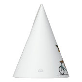 自転車に乗るキリン – 手書き鉛筆アート パーティーハット (左)