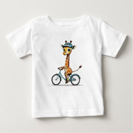 自転車に乗るキリン – 手書き鉛筆アート ベビーTシャツ