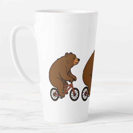自転車に乗るクマ – ワイルドライドの気分 カフェラテマグ (左)
