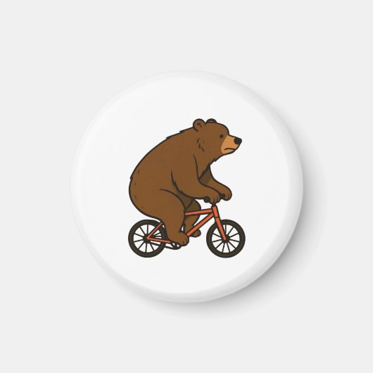 自転車に乗るクマ - ワイルドライドの気分 マグネット (正面)