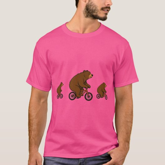 自転車に乗るクマ - ワイルドライドの気分 Tシャツ (正面)