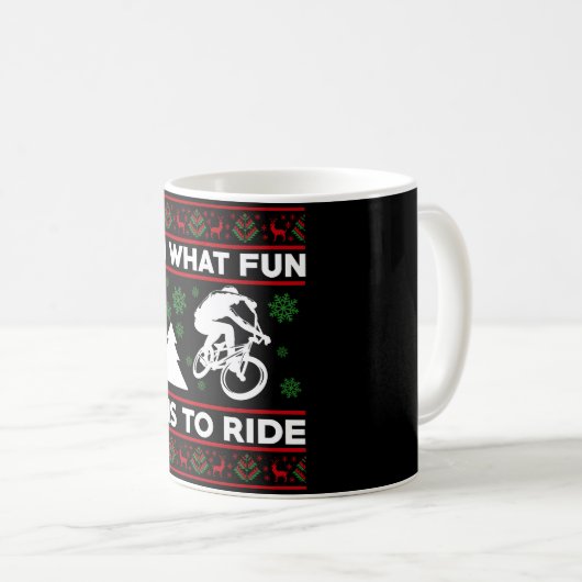 自転車に乗るクリスマスの楽しさ コーヒーマグカップ (正面右)