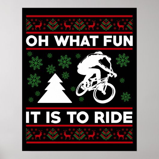 自転車に乗るクリスマスの楽しさ ポスター (正面)