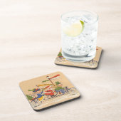 自転車に乗るサンタクロース、ビンテージクリスマス コースター (右側)