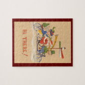 自転車に乗るサンタクロース、ビンテージクリスマス ジグソーパズル (横)