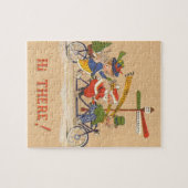 自転車に乗るサンタクロース、ビンテージクリスマス ジグソーパズル (横)