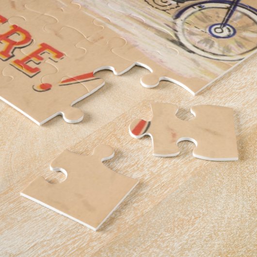 自転車に乗るサンタクロース、ビンテージクリスマス ジグソーパズル (側面)