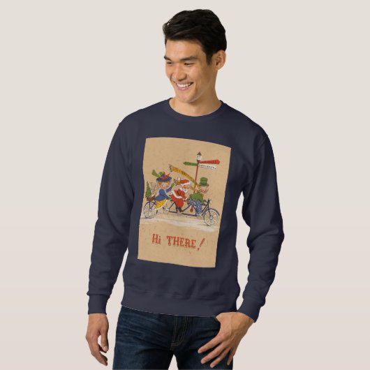 自転車に乗るサンタクロース、ビンテージクリスマス スウェットシャツ (正面フル)