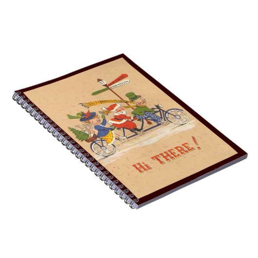 自転車に乗るサンタクロース、ビンテージクリスマス ノートブック (右側)