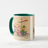 自転車に乗るサンタクロース、ビンテージクリスマス マグカップ (正面左)