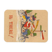 自転車に乗るサンタクロース、ビンテージクリスマス マグネット (横)