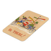 自転車に乗るサンタクロース、ビンテージクリスマス マグネット (左側)