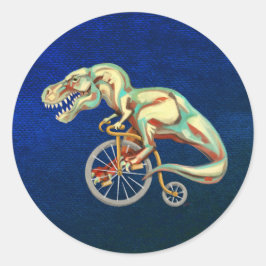 自転車に乗るティラノサウルス ラウンドシール