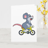 自転車に乗るネズミ カード (黄色い花)