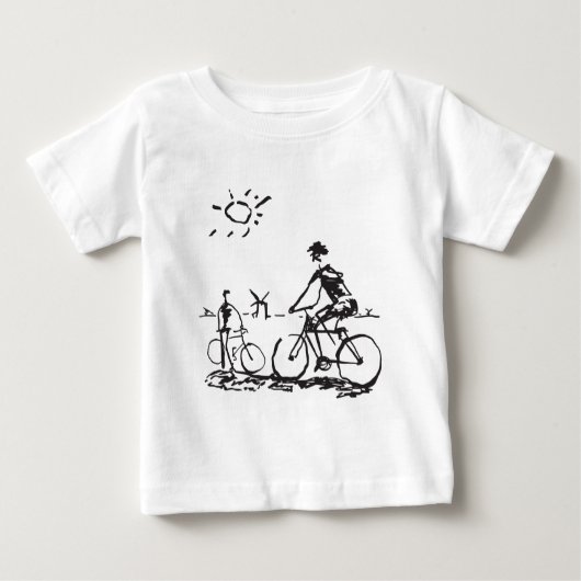 自転車に乗るバイクのスケッチ ベビーTシャツ (正面)